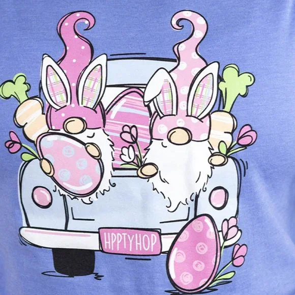 ❤️NWT  BOUTIQUE    EASTER BUNNY GNOME'S / TRUCK/EASTER EGGS  TEE    FUN & UNIQUE - Picture 2 of 4